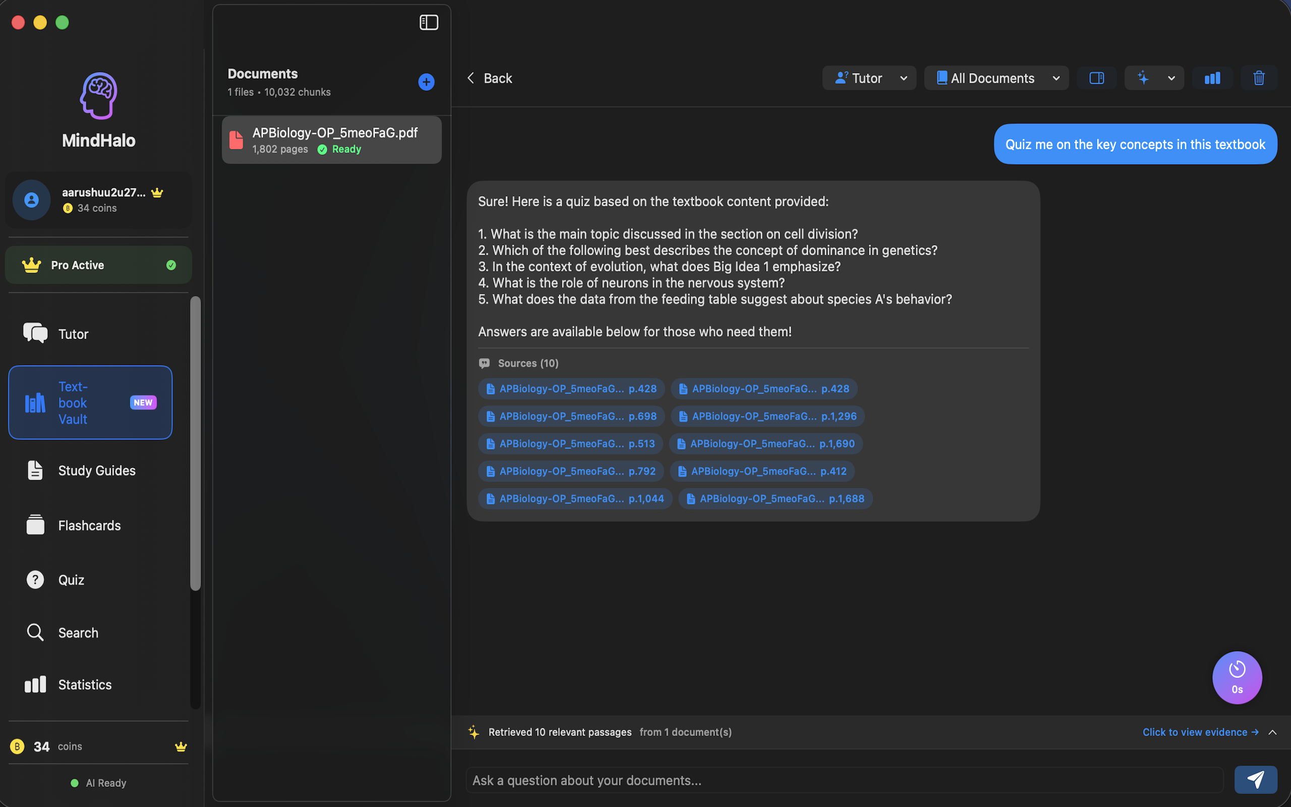 MindHalo Textbook Vault Interface